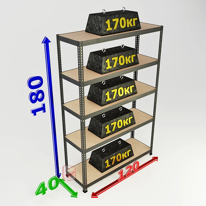 Стеллаж в Лофт стиле SBL 180х120х40 5 полок фото СтеллажМастер